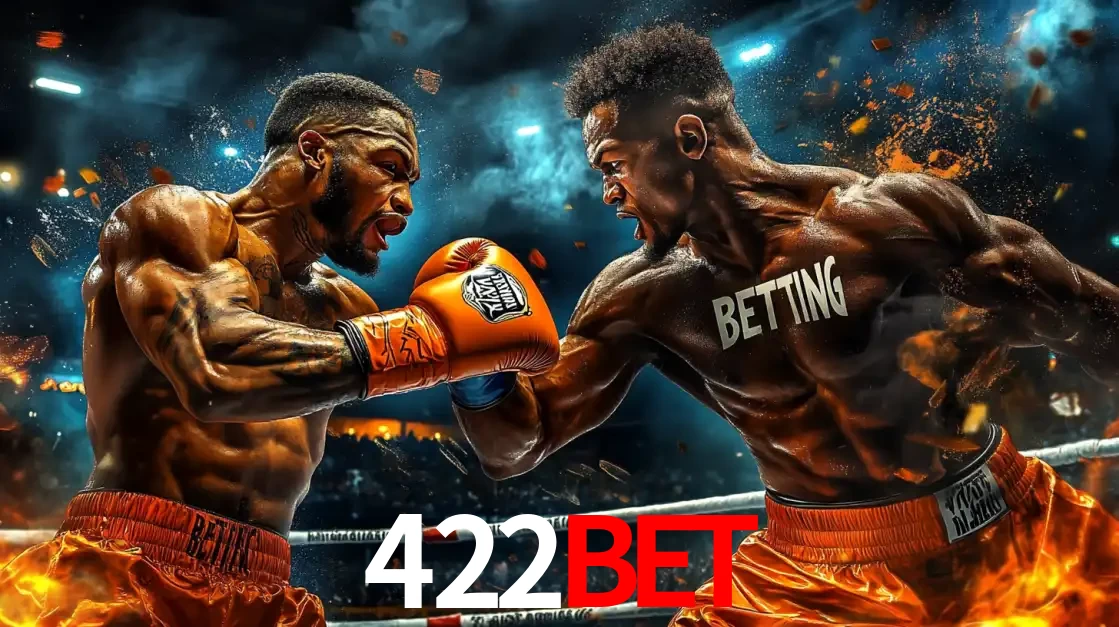 Dois boxeadores em uma luta intensa e explosiva, representando a adrenalina e as oportunidades de apostas em esportes de combate disponíveis na plataforma 422bet.
