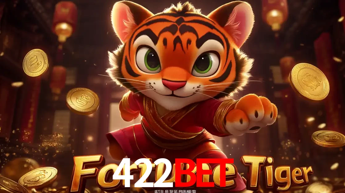 O carismático mascote do jogo de slot Fortune Tiger, um tigre fofo em pose de artes marciais, pronto para trazer sorte e multiplicadores de ganhos no cassino online 422bet.