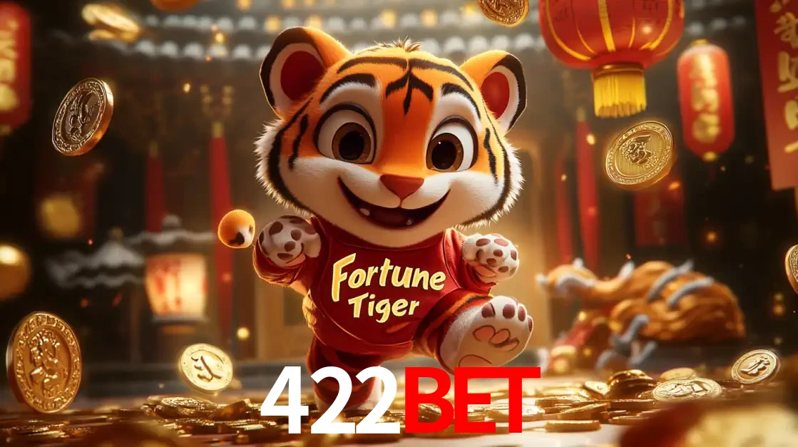O alegre personagem do Fortune Tiger correndo sobre um caminho de moedas de ouro, simbolizando os grandes prêmios e a diversão do popular jogo de slot do 422bet.