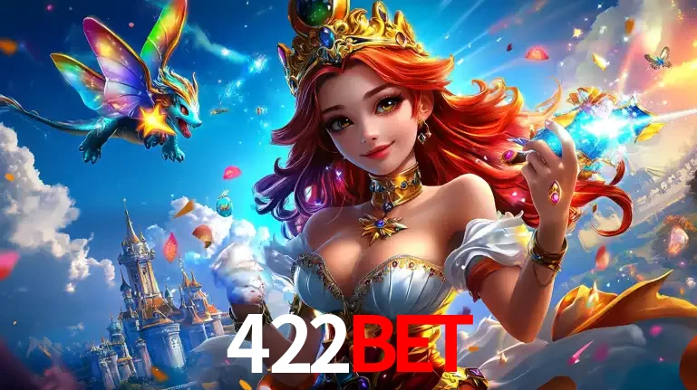 A princesa de um reino de fantasia mágico, com seu pequeno dragão, apresentando um mundo de prêmios encantados nos jogos de caça-níqueis do cassino 422bet.